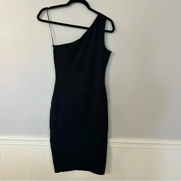 Susana Monaco One Shoulder Bodycon Dress in Black Women's Knee Length Size S NWT - Picture 10 of 10